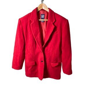Vintage 90s Gap Red Two Button Wool Blend Blazer Sz L
